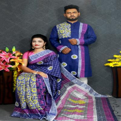 Matching Saree and Punjabi For Couple