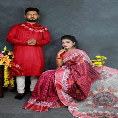 Matching Saree and Punjabi For Couple